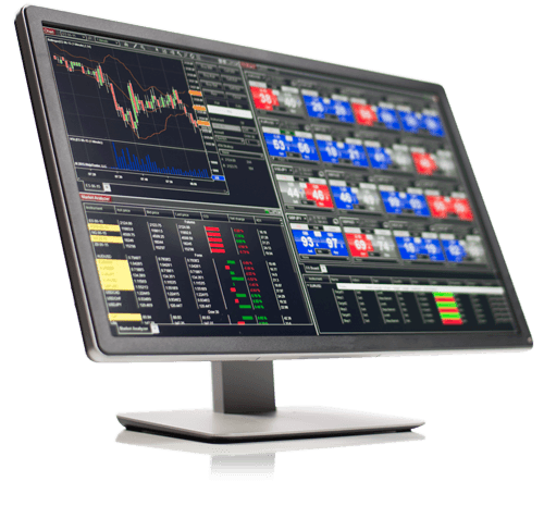 NinjaTrader trading platform shown on a desktop monitor
